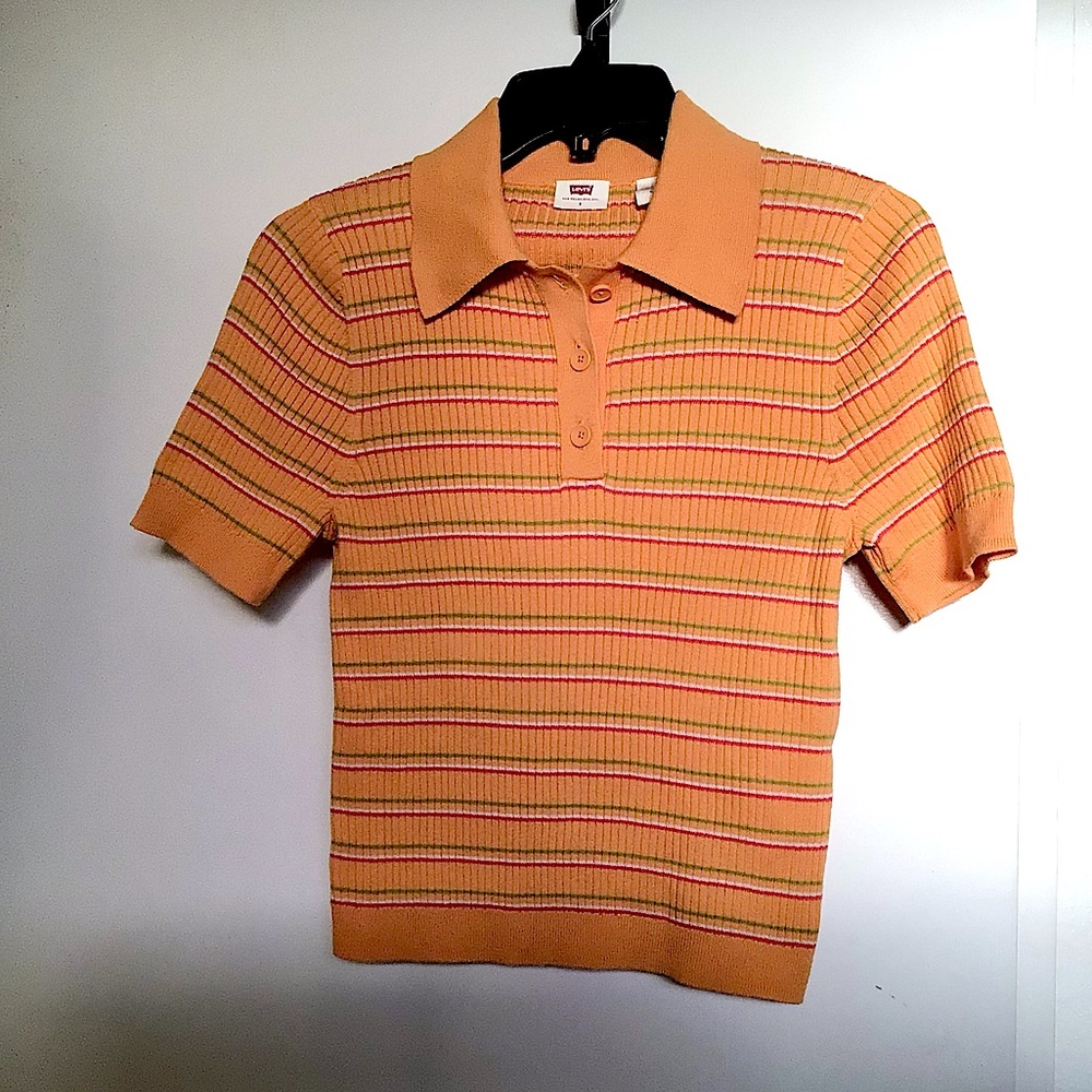 Levi's Cropped Ribbed Polo T-Shirt